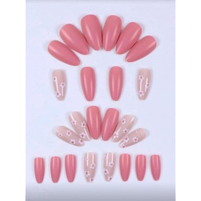 24pcs Nails Almond Shaped Painted Nails - Image 3
